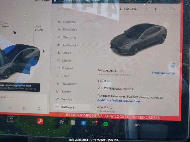 5YJ3E1EA1MF096167 Tesla Model 3 Standard Range Plus Rear-wheel Drive