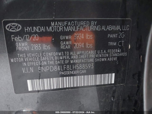 Hyundai Elantra Value Edition 2020 5NPD84LF8LH588593 Image 9
