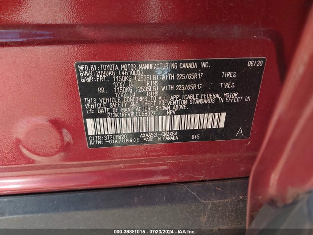 Toyota RAV4 LE 2020 2T3K1RFV8LC068027 Image 9