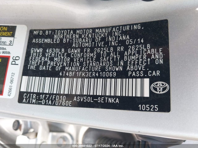 Toyota CAMRY LE 2014 4T4BF1FK3ER410069 Image 9