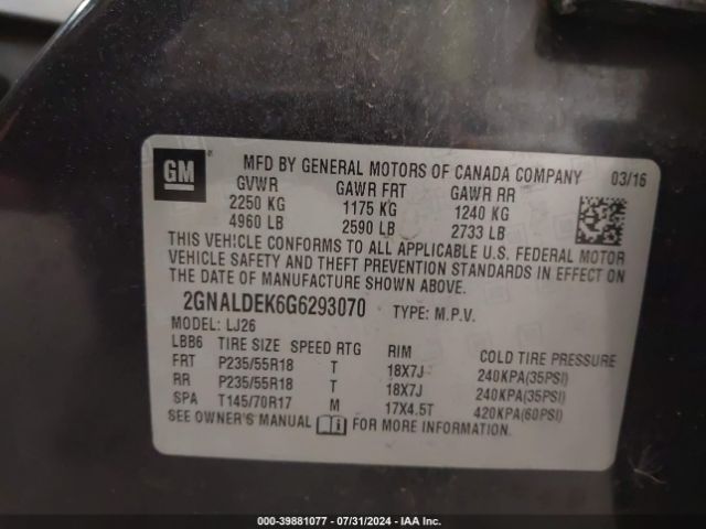 2GNALDEK6G6293070 Chevrolet Equinox Ltz