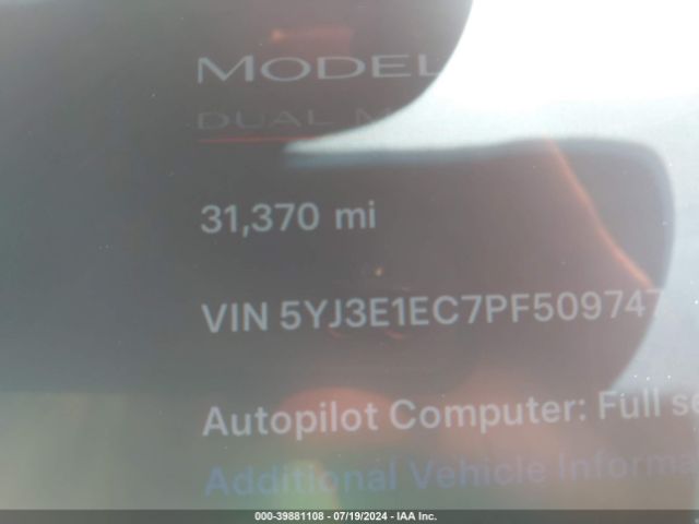 5YJ3E1EC7PF509747 Tesla Model 3 Performance Dual Motor All-wheel Drive