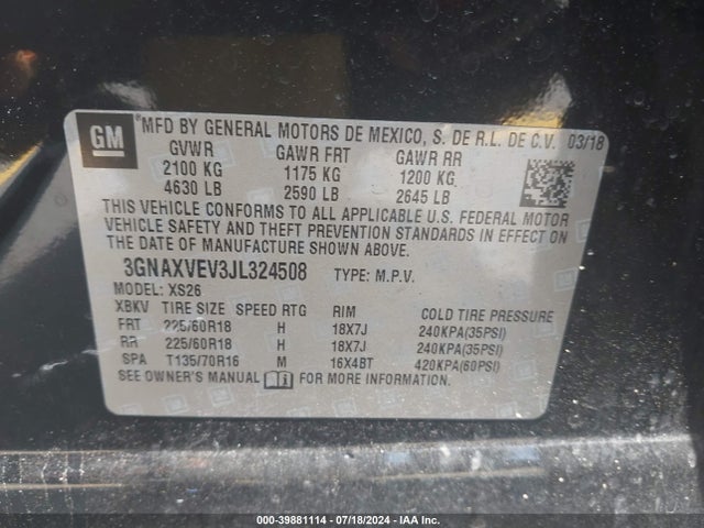 Chevrolet Equinox Premier 2018 3GNAXVEV3JL324508 Image 9