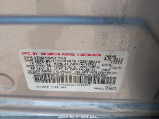 JA4AD3A36EZ012735 Mitsubishi Outlander Se