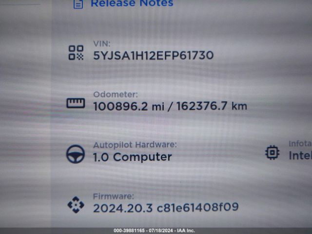 5YJSA1H12EFP61730 Tesla Model S P85