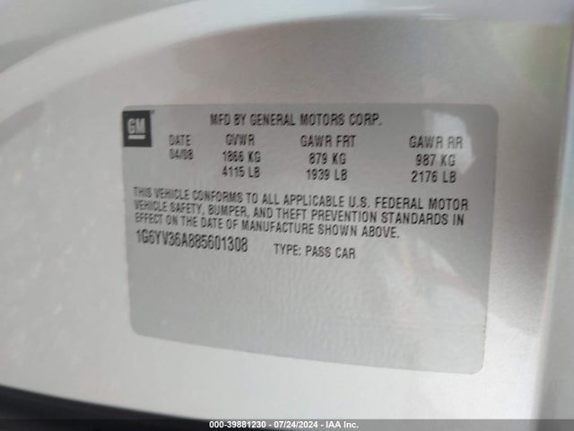2008 CADILLAC XLR 1G6YV36A885601308 Photo 8