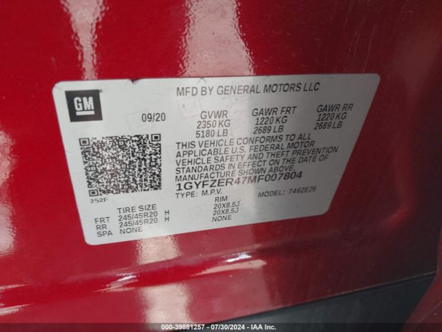 1GYFZER47MF007804 Cadillac Xt4 Fwd Sport