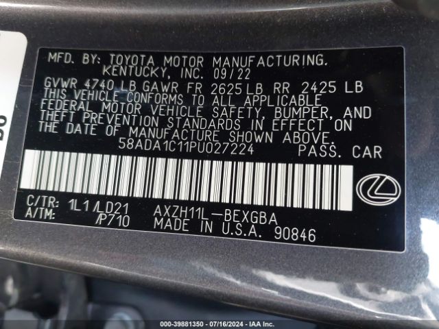 58ADA1C11PU027224 Lexus ES 300H
