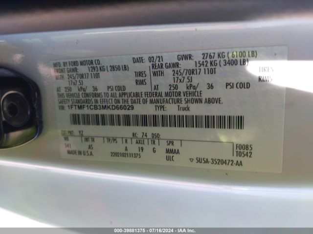 1FTMF1CB3MKD66029 Ford F-150 Xl