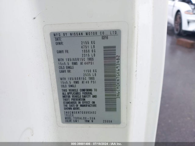 Nissan Nv200 S 2016 3N6CM0KN7GK693482 Image 9
