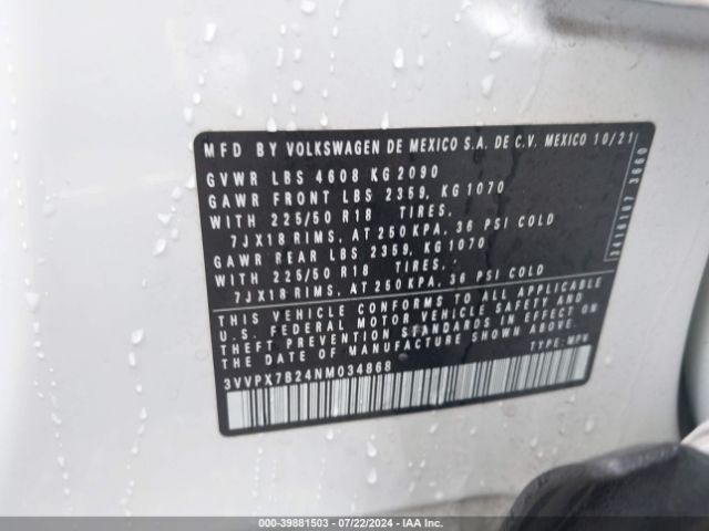 3VVPX7B24NM034868 Volkswagen Taos 1.5t Se