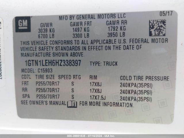 1GTN1LEH6HZ338397 GMC SIERRA 1500