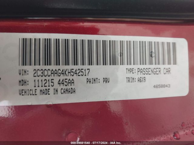 2C3CCAAG4KH542517 Chrysler 300 Touring L