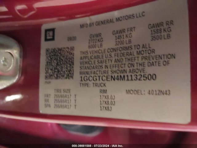 1GCGTCEN4M1132500 Chevrolet Colorado 4wd  Short Box Lt