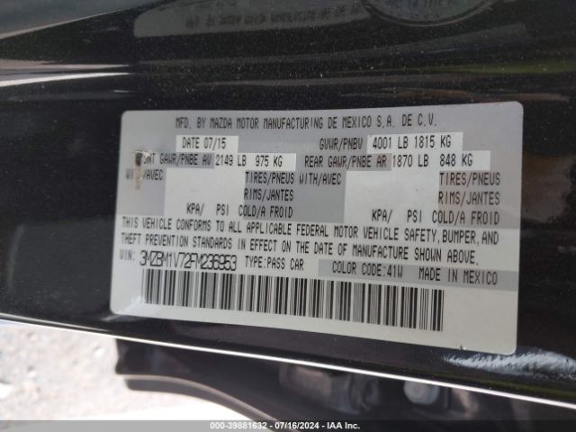 3MZBM1V72FM236953 Mazda Mazda3 I Touring