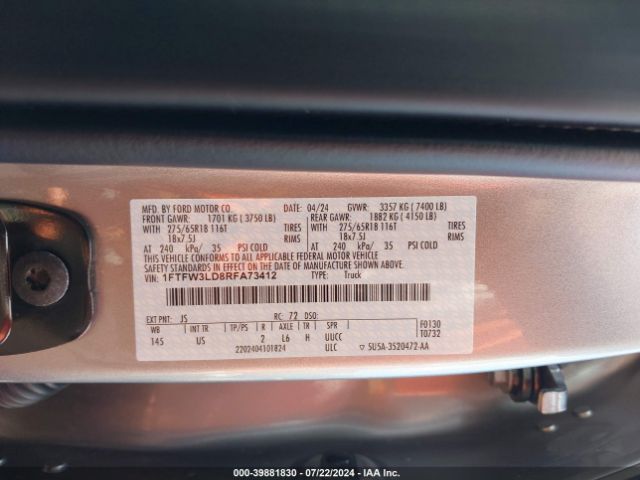 1FTFW3LD8RFA73412 Ford F-150 Xlt