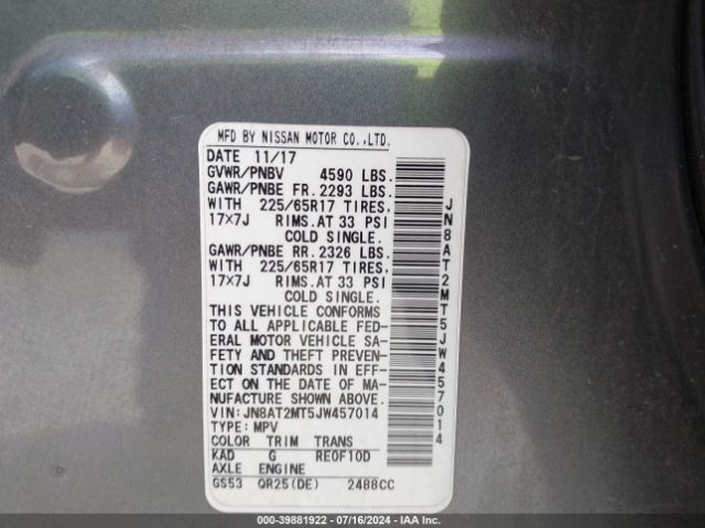 JN8AT2MT5JW457014 Nissan ROGUE SV