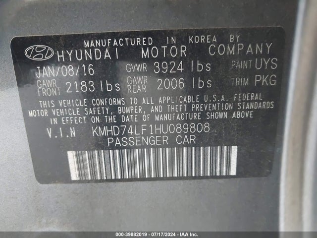 Hyundai ELANTRA SE 2017 KMHD74LF1HU089808 Image 9