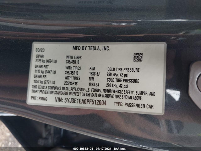 2023 TESLA MODEL 3 5YJ3E1EA0PF512004 Photo 8