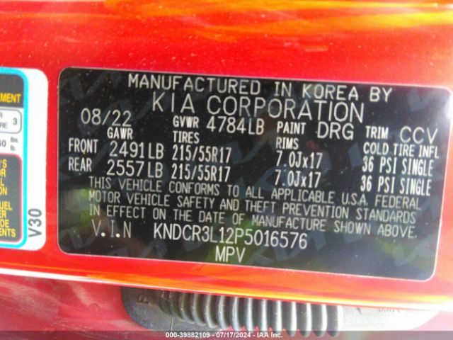 KNDCR3L12P5016576 KIA Niro Ev Wind