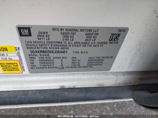 Buick Enclave Leather 2014 5GAKRBKD5EJ364461 Image 9