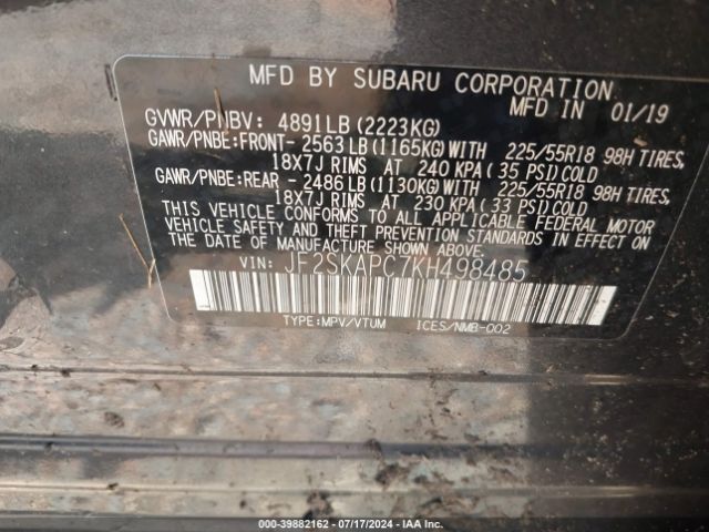 JF2SKAPC7KH498485 Subaru Forester Sport