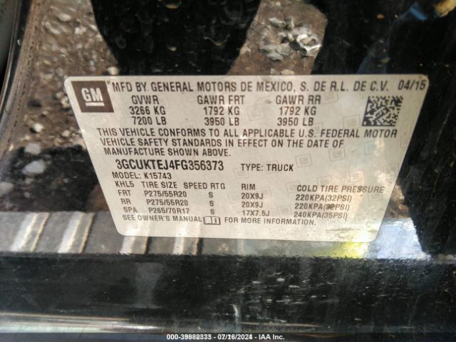 3GCUKTEJ4FG356373 Chevrolet Silverado 1500 High Country