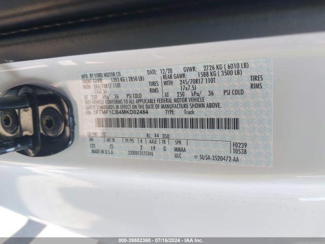 Ford F-150 Xl 2021 1FTMF1CB4MKD02484 Image 9