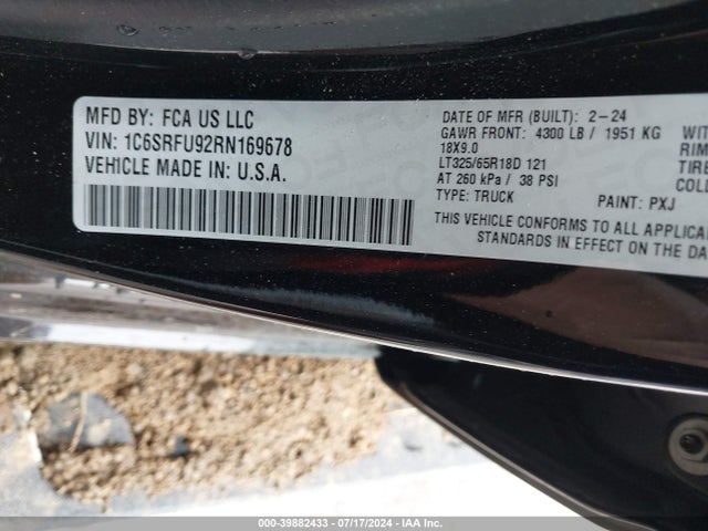 1C6SRFU92RN169678 RAM 1500 Trx  4x4 5'7 Box