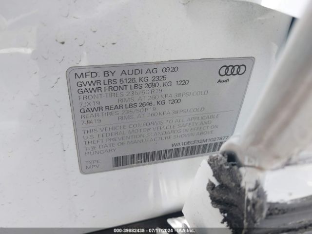 WA1DECF32M1027877 Audi Q3 Premium 45 Tfsi S Line Quattro Tiptronic