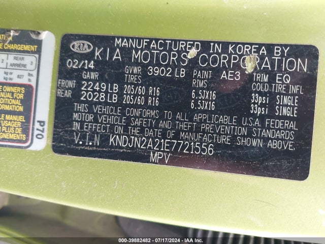 KIA Soul 2014 KNDJN2A21E7721556 Image 9