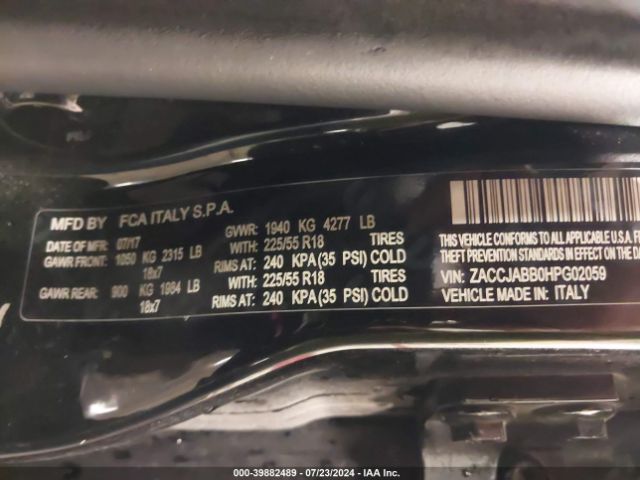 ZACCJABB0HPG02059 Jeep Renegade Altitude Fwd