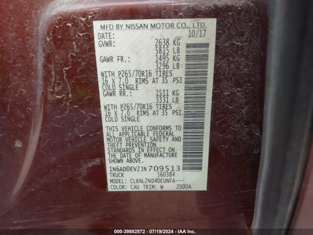 Nissan Frontier Sv V6 2018 1N6AD0EV2JN709513 Image 9