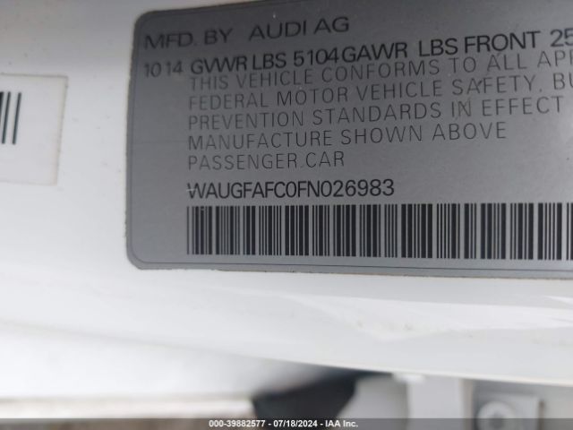 WAUGFAFC0FN026983 Audi A6 2.0t Premium