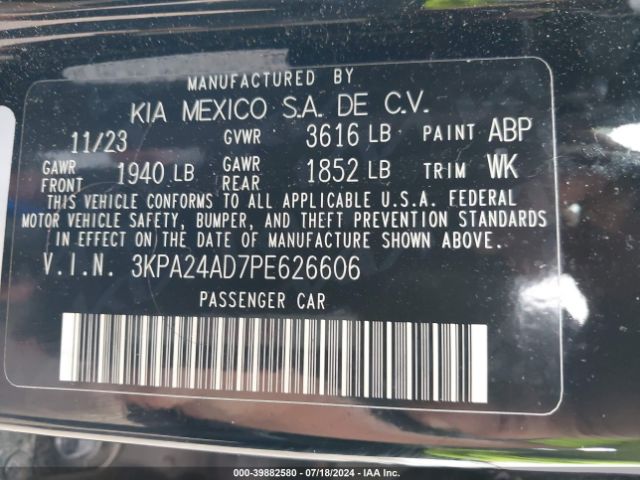 3KPA24AD7PE626606 KIA RIO LX
