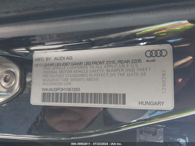 WAUAUGFF2H1067263 Audi A3 2.0t Premium