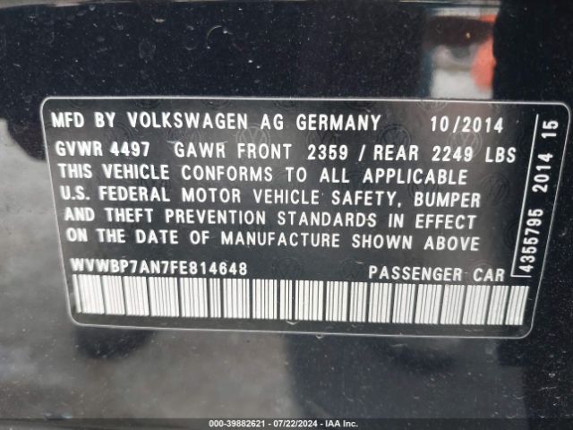 WVWBP7AN7FE814648 Volkswagen Cc 2.0t Sport