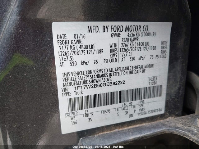 Ford F-250 Xlt 2016 1FT7W2B60GEB92222 Image 9
