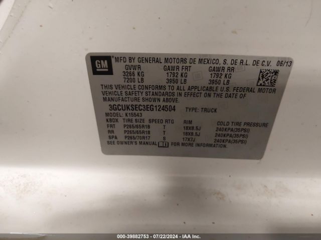 3GCUKSEC3EG124504 Chevrolet Silverado 1500 1lz