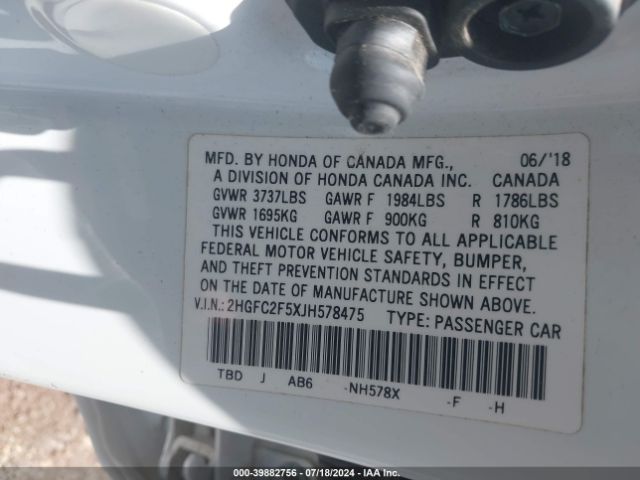 2HGFC2F5XJH578475 Honda Civic Lx