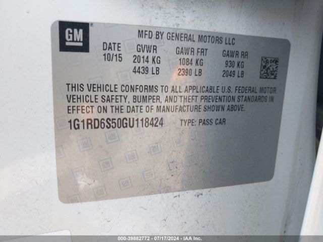 1G1RD6S50GU118424 Chevrolet Volt Premier