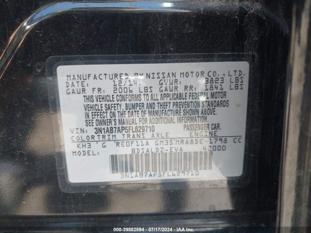 Nissan SENTRA SV 2015 3N1AB7AP5FL629710 Image 9
