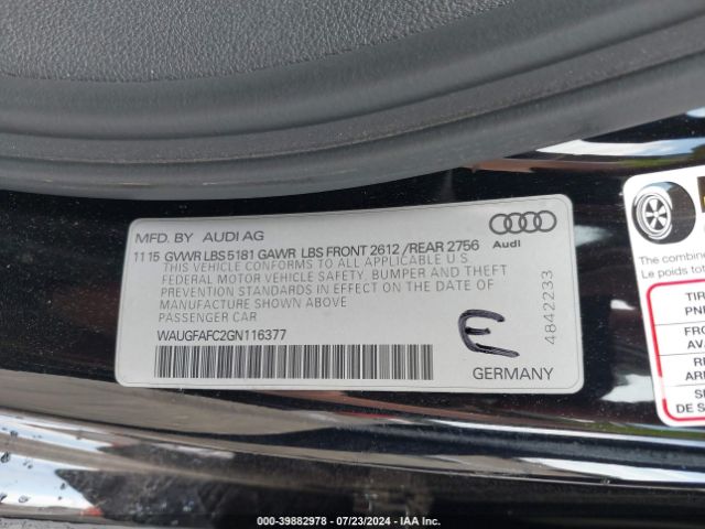WAUGFAFC2GN116377 Audi A6 2.0t Premium Plus