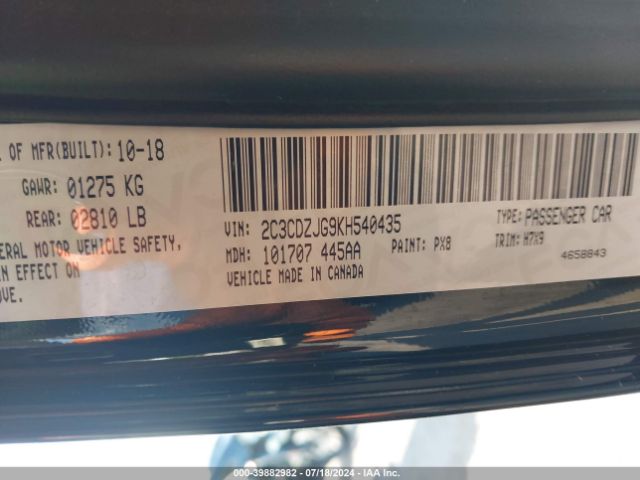 2C3CDZJG9KH540435 Dodge Challenger Gt