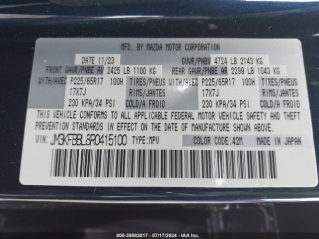 JM3KFBBL8R0415100 Mazda Cx-5 2.5 S Select