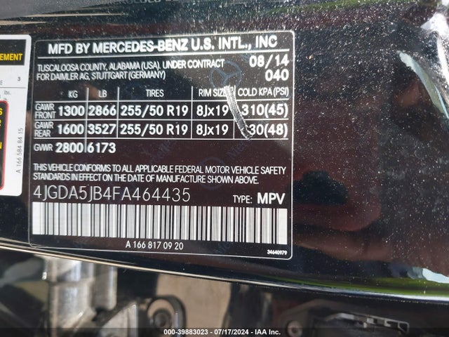 4JGDA5JB4FA464435 Mercedes-Benz ML 350