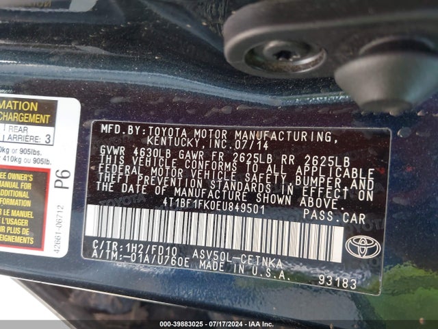 Toyota CAMRY LE 2014 4T1BF1FK0EU849501 Image 9