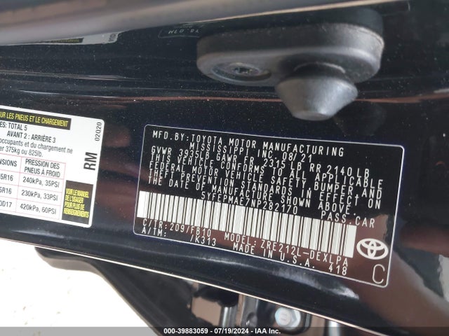 Toyota COROLLA LE 2022 5YFEPMAE7NP282170 Image 9