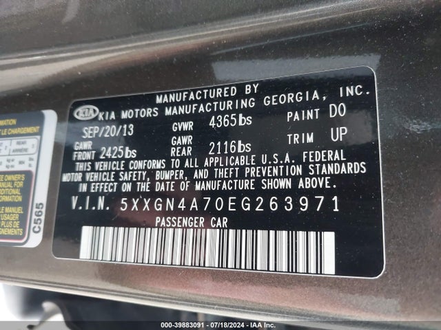 KIA OPTIMA EX 2014 5XXGN4A70EG263971 Image 9