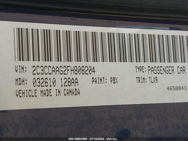 2C3CCAAG2FH808204 Chrysler 300 Limited